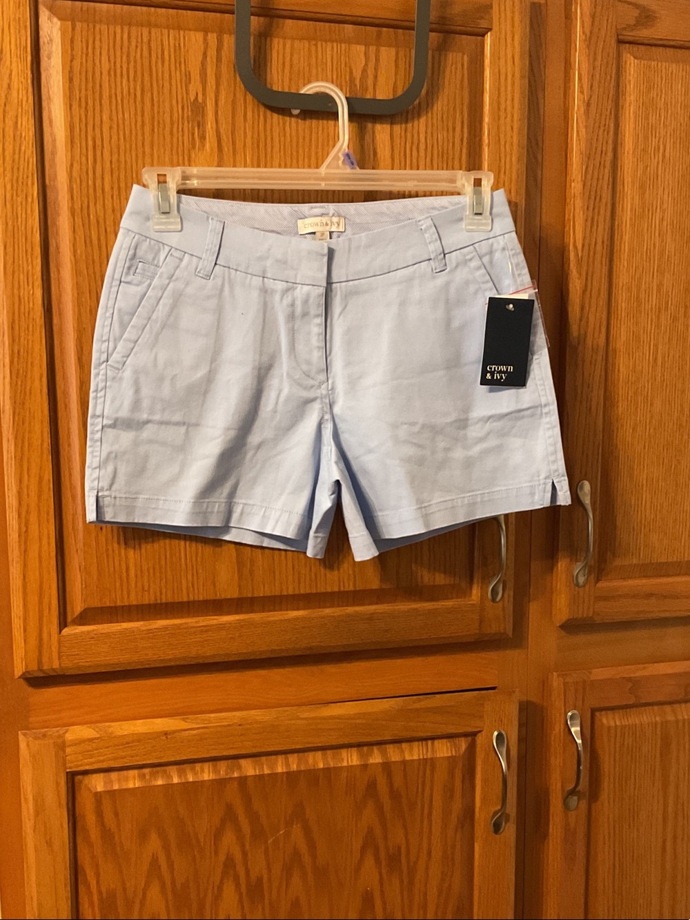 crown & ivy Light Blue Casual Cotton Blend Shorts size 2P